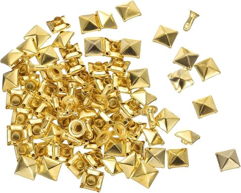 HARFINGTON 100 Set Square Pyramid Rivet 6mm Leather Rivets Metal Spike Studs for Clothing Belts Bags Shoes Punk Rock, Gun Black in Saudi Arabia