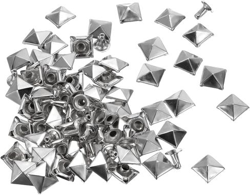 HARFINGTON 100 Set Square Pyramid Rivet 6mm Leather Rivets Metal Spike Studs for Clothing Belts Bags Shoes Punk Rock, Gun Black in Saudi Arabia