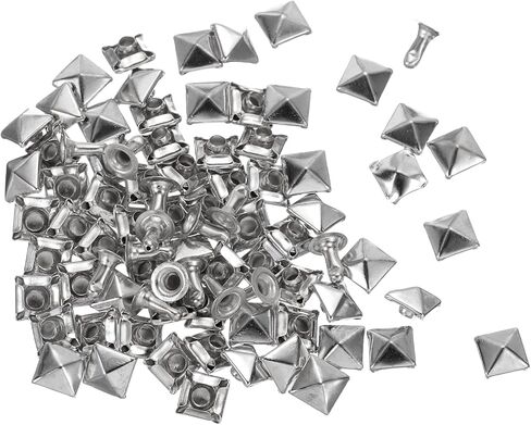 HARFINGTON 100 Set Square Pyramid Rivet 6mm Leather Rivets Metal Spike Studs for Clothing Belts Bags Shoes Punk Rock, Gun Black in Saudi Arabia