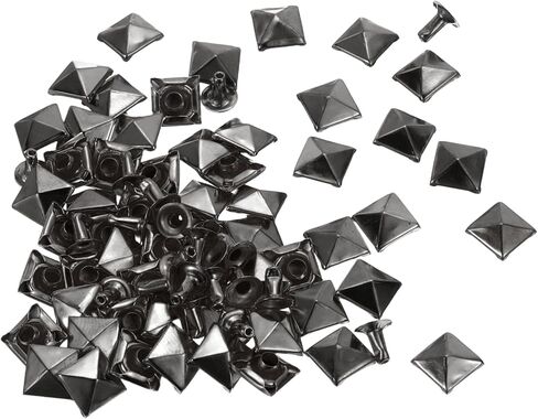 HARFINGTON 100 Set Square Pyramid Rivet 6mm Leather Rivets Metal Spike Studs for Clothing Belts Bags Shoes Punk Rock, Gun Black in Saudi Arabia