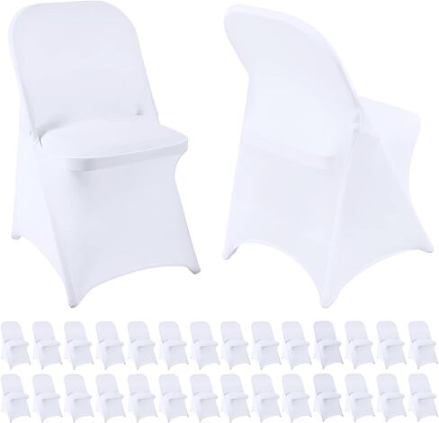White Chair Covers 100 pcs Stretch Spandex Chair Covers Universal Fitted Chair Cover Protector for Wedding,Party, Banquet, Holidays, Celebration, Decoration（White, 100 PCS） in Saudi Arabia