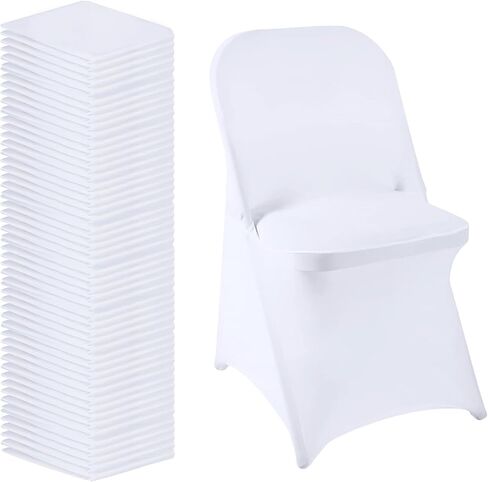 White Chair Covers 100 pcs Stretch Spandex Chair Covers Universal Fitted Chair Cover Protector for Wedding,Party, Banquet, Holidays, Celebration, Decoration（White, 100 PCS） in Saudi Arabia
