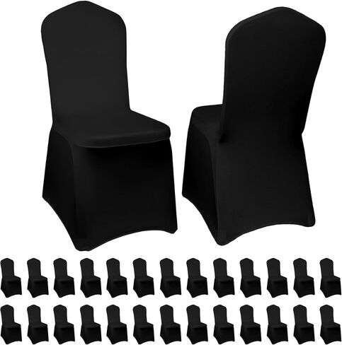 White Chair Covers 100 pcs Stretch Spandex Chair Covers Universal Fitted Chair Cover Protector for Wedding,Party, Banquet, Holidays, Celebration, Decoration（White, 100 PCS） in Saudi Arabia