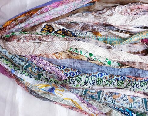 42 Yards Unstitched Sari Silk Yarn Ribbon Tassels SKEINS Muted Dull Shades Journal Scrapbook Craft Project Decor DLLNG, 42yardsDull in Kuwait