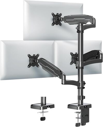 MOUNT PRO Triple Monitor Mount for Max 32" Computer Screen, Adjustable 3 Monitor Desk Mount, up to 19.8lbs Each, Gas Spring Monitor Arm with Tilt Swivel Rotation, VESA Mount 75x75/100x100mm in Kuwait