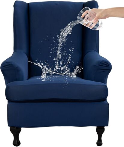 CRFATOP Printed Wing Chair Slipcovers 2 Piece Stretch Wingback Chair Cover Spandex Fabric Wingback Armchair Covers with Elastic Bottom for Living Room Bedroom Wingback Chair,A02 in Saudi Arabia