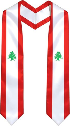 Lebanon Flag International Graduate Satin Stole Scarf with National Flag Design 72" Graduation Sash in Kuwait