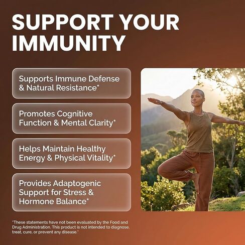 Organic Mushroom Supplement | Ashwagandha Lions Mane Cordyceps Turkey Tail Reishi Mushrooms Maca Root Black Hoof Chaga Tremella Agarikon Shiitake Oyster Powder Capsules Sporgenic by Clean Nutra (1) in Kuwait