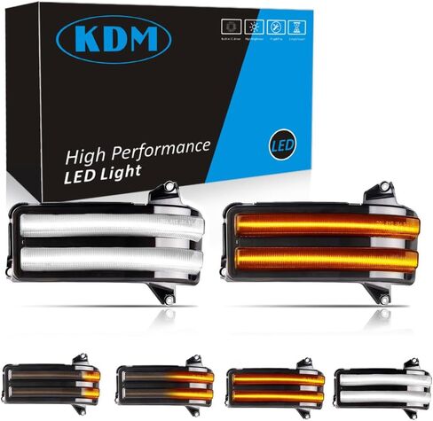 ضوء عاكس للمرآة الجانبية المتسلسل LED KDM متوافق مع Ford Explorer 2011-2019 مصباح مؤشر الوامض للرؤية الخلفية للإشارة الانعطاف، عدسة مدخنة كهرمان ديناميكي، عبوتان in Kuwait