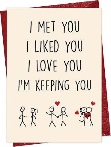 Cheerin Anniversary Day Cards for Him and Her - Romantic Greeting Card with Envelope - Sweet Birthday Card for Husband Wife Girlfriend Boyfriend in Kuwait