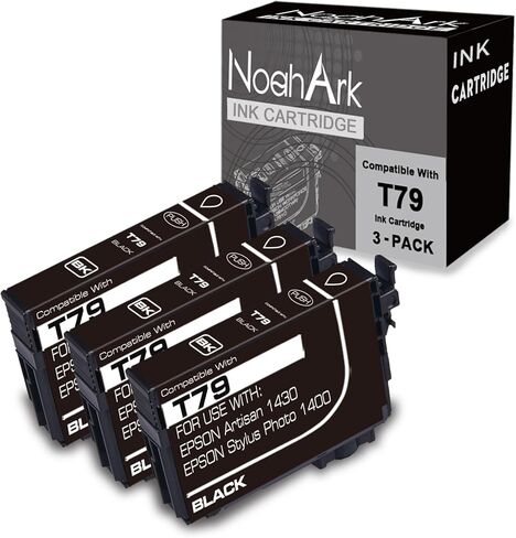 3 حزم T079 استبدال خرطوشة الحبر المعاد تصنيعها لـ Epson 79 استخدام لـ Epson Artisan 1430 Photo 1400 Inkjet Printer (3 أسود) in Saudi Arabia