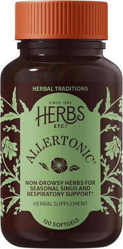 Herbs Etc. Allertonic - Healthy Breathing Support - Herbal Blend to Aid Against Seasonal Discomfort - Lung & Respiratory Health Support with Stinging Nettle - 120 Softgels (120 Servings) in Kuwait