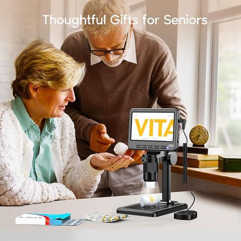 Leipan LPM7 4.3" Coin Microscope, IPS Digital Microscope for Adults, Coin Magnifier with 8 LED Lights, Windows Compatible, Include 32GB Memory Card in Kuwait