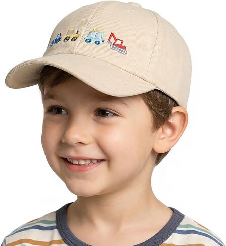 Tractor Hats for Kids, Cute Embroidered Excavator Toddler Baseball Cap Adjustable Sun Hat for Boys Girls Age 3-8 in Kuwait