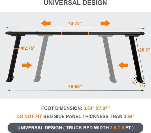 Truck Ladder Rack, Universal Aluminum Truck Bed Rack for Pickup,Adjustable Length 70-79 in,Height 28In,Real 1000LB Capacity Truck Bed Rack Set for Kayak, Surfboard, Lumber, Ladder in Kuwait