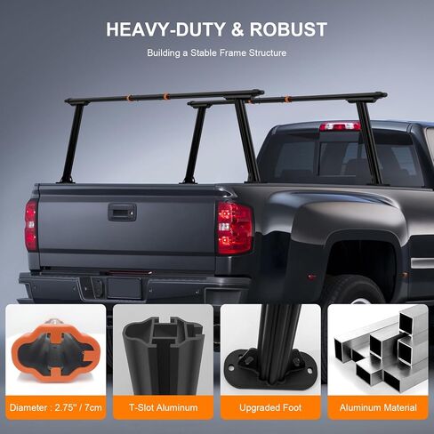 Truck Ladder Rack, Universal Aluminum Truck Bed Rack for Pickup,Adjustable Length 70-79 in,Height 28In,Real 1000LB Capacity Truck Bed Rack Set for Kayak, Surfboard, Lumber, Ladder in Kuwait