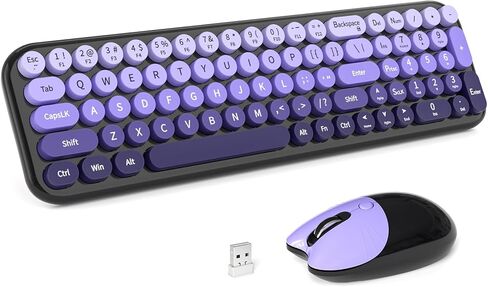 MOFII Wireless Bluetooth Keyboard for Mac, iPad, iPhone, PC, Laptop & Android, Connect up to 3 Devices Simultaneously, Portable 100-Key Typewriter Retro Round Keycaps Keyboard- Milk Tea Colorful in Kuwait