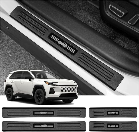 4PCS Door Sill Protector for Toyota RAV4 2025 2024 2023 2022 2021 2020 2019 Hybrid, Prime (PHEV) Accessories Matte Black ABS Material Front and Rear Door Car Pedal Kick Protection in Kuwait