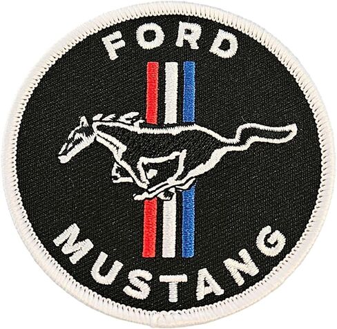 Ford Mustang Logo Circle Patched 3 Int Round 3 بوصة | رقعة ختم الحرارة للملابس ، سترة جان ، حقيبة ظهر سوداء ، قبعة ، سترات ، وأكثر من ذلك in Kuwait