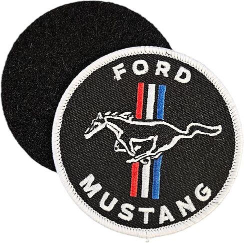 Ford Mustang Logo Circle Embroidered Patch 3 inch Round | Heat Seal Patch for Clothes, Jean Jacket, Black Backpack, Hat, Jackets, and More in Kuwait