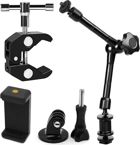 Niewalda Camera Magic Arm articulating arm- 20 Inch Metal Adjustable Friction Articulated arm with Super Clamp/Phone Clip, for Various Action Camera/DSLR/LCD Monitor/LED Lights/Cell Phone in Kuwait