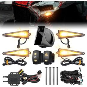 KEMIMOTO UTV Turn Signal Kit with 110D Horn, Pre-Wired, Plug and Play UTV ATV Blinker with Rocker Switch, Triangle Universal Street Legal Turn Signals Compatible with Polaris, Can-Am, Teryx, CFMOTO in Kuwait