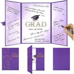 Trgowaul 2025 Graduation Party Decorations, Purple Class of 2025 Guest Book Alternative, Congrats Grad Signature Certificate Board, Congrats Grad Sign in Poster, Graduation Party Supplies Favors Gifts in Kuwait