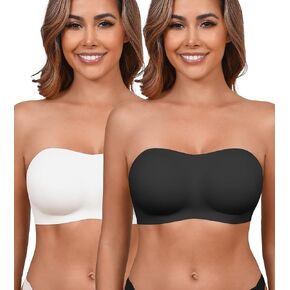 DEANGELMON Strapless Bra for Women Non-Slip Silicone Bandeau Bra Non-Padded Wireless Front Closure Tube Top Bra in Kuwait
