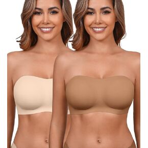 DEANGELMON Strapless Bra for Women Non-Slip Silicone Bandeau Bra Non-Padded Wireless Front Closure Tube Top Bra in Saudi Arabia