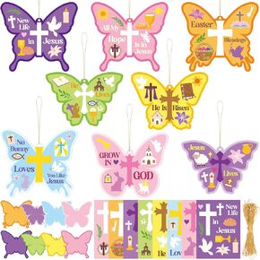 Frienda 48pcs Fall Pumpkin Craft Kit Christian Fall Jesus Pumpkin Cross Hanging Ornaments with Ribbons Halloween DIY Religious Faith Crafts for Thanksgiving Sunday School Party Home Activities in Saudi Arabia