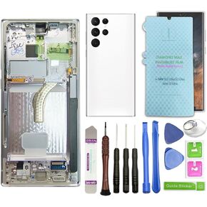Original LCD Screen Replacement for Samsung Galaxy S22 Ultra 5G S908E S908E/DS S908U S908W S908B/DS 6.8 Inch+Black Frame+Black Back Cover+Protector Film+Tools Touch Screen Assembly by R RONPHONE in Kuwait