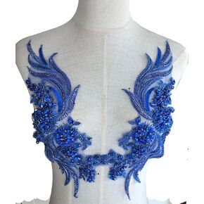 Jenniferwu مطرز يدويًا بالخرز المطرز بحجر الراين والدانتيل المطرز مع بقع دانتيل مطرزة بالترتر لفستان السهرة الزفاف DIY الملحقات اليدوية زوج واحد LA1008-Green in Kuwait