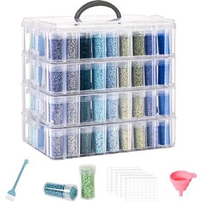 Diamond Painting Storage Container, 4-Tier Stackable Bead Organizer with Carrying Handle, Craft Storage Box with Accessories (1-Tier) in Saudi Arabia