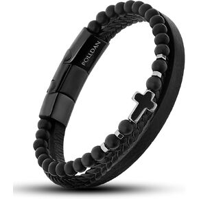 Cross Bracelet for Men - Genuine Leather Religious Bracelets | Stylish Christian Bracelet for Men - Perfect Faith Accessory | Mens Cross Bracelet - Christian Jewelry in Kuwait