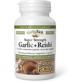 العوامل الطبيعية Garlicrich ، Super Strength Garlic + Reishi ، 120 تأخر الكبسولات النباتية in Kuwait