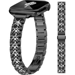 Newlibery Slim Gold Band for Women Femine and Elegant Compatible with Apple Watch 38mm 40mm 41mm 42mm 44mm 45mm,Adjustable Metal Band Dressy Chain Bracelet for iWatch Series 9/8/7/6/5/4/3/2/1/SE in Kuwait