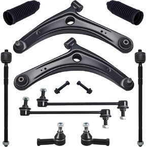 TUCAREST 10Pcs Suspension Kit Fit For Mi-tsubishi 08-17 Lancer, 07-20 Outlander, 2 Front Lower Control Arm w/Ball joint + 4 Outer Inner Tie Rod + 2 Sway Bar + 2 Boots [# K620548 K750385 EV800638] in Kuwait
