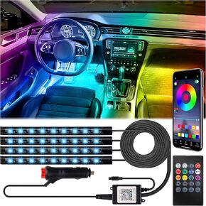 LED Strip Lights with USB Adapter: Ambient Car Lighting Kit, App & Remote Control, Music Sync Mode, 4Pcs Strip Lights for SUVs & Trucks, 5V in Saudi Arabia