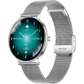 ساعة ذكية للنساء، بلوتوث، إجراء المكالمات، الاستقبال/الرد، ساعة ذكية لتتبع اللياقة البدنية مع عداد الخطى، معدل ضربات القلب، الأكسجين في الدم ومراقبة النوم، ساعات ذكية مقاومة للماء لهواتف Android وiOS، ذهبي in Kuwait