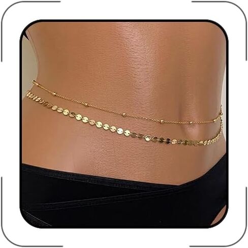 Waist Chains Belly Chains for Women Waist Beads Dainty Layered Gold Body Chain Jewelry for Women Summer Beach Bikini Stomach Jewelry Accessories in Kuwait