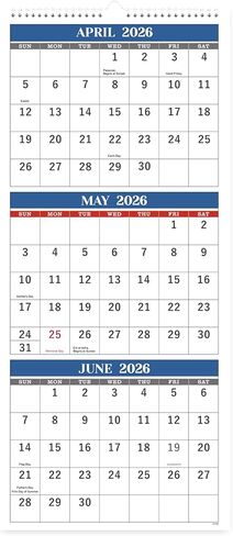 2025 Wall Calendar -3 Month Wall Calendar Vertical 2025 (Folded in a Month), Dec.2024 - Jan.2026, 11" x 26", Wall Calendar 2025, 3 Month Display Calendar with Thick Paper, Perforated Line in Kuwait