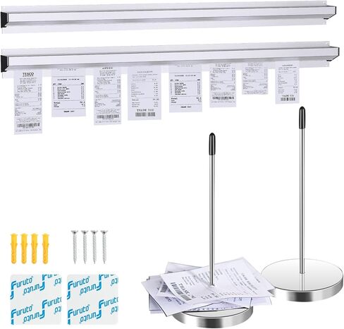 2 قطع من 17 بوصة من الألمنيوم انزلاق مطعم طلب التذاكر مشبك التذاكر ، مع 2 دبابيس مقطع التذاكر استلام ، مناسبة للمطعم والمقهى والمطبخ والمكتب والبار مذكرات البار in Kuwait