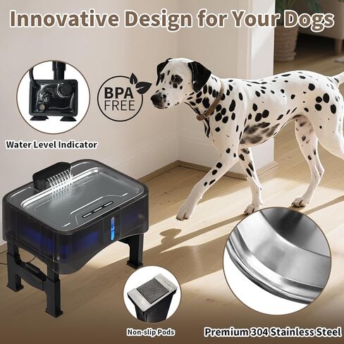 4.5L Dog Water Bowl No Spill 1.2 Gallon Stainless Steel Water Bowl for Dogs 150oz No Mess Slow Water Feeder with Anti-Slip Mat for Messy Drinkers in Kuwait