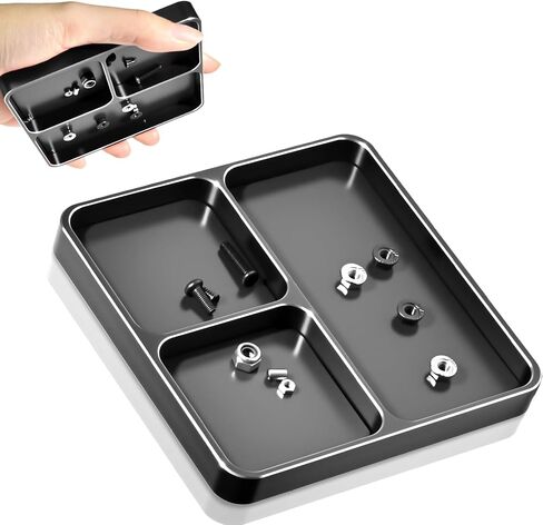 Magnetic Screw Organizer Tray - Screw Holder for RC Models, Electronics, Phone Repair, Small Tool Tray Parts Holder for Screws, Sockets, Bolts, Pins, 3-Compartment Parts Storage with Medium Magnet in Kuwait