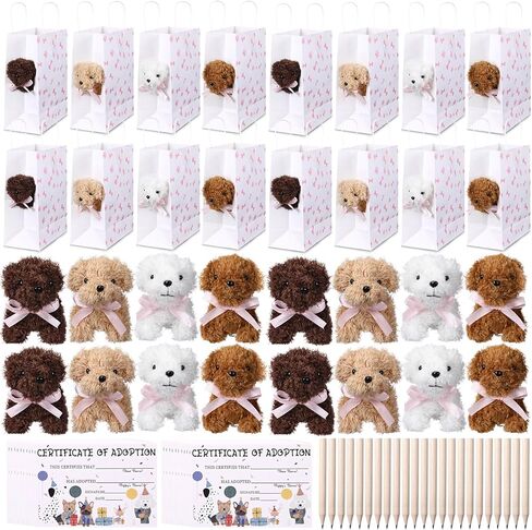 96 Pcs Adopt a Puppy Party Favors 7'' Mini Plush Dog Stuffed Animals Bulk Set Inlcudes 24 Small Stuffed Dogs 24 Paper Bags 24 Adoption Cards 24 Pencils, Adopt Pet Gifts for Puppy Themed Birthday Party in Saudi Arabia
