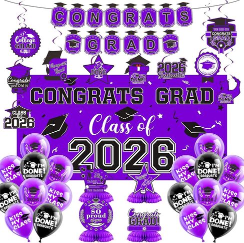 2025 مجموعة زخارف التخرج- فئة من 2025 ، زخارف الحفلات ، تهانينا لافتة ، خلفية ، درامات معلقة ، بالونات وعسل الأقطار العليا ، لوازم التخرج in Kuwait