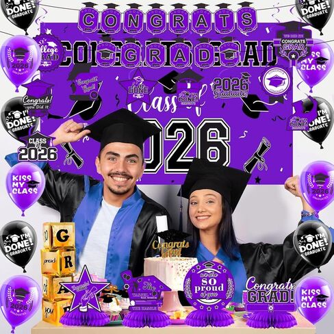 2025 مجموعة زخارف التخرج- فئة من 2025 ، زخارف الحفلات ، تهانينا لافتة ، خلفية ، درامات معلقة ، بالونات وعسل الأقطار العليا ، لوازم التخرج in Kuwait