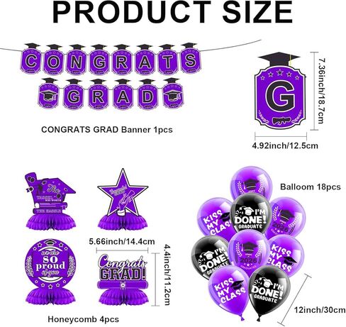 2025 مجموعة زخارف التخرج- فئة من 2025 ، زخارف الحفلات ، تهانينا لافتة ، خلفية ، درامات معلقة ، بالونات وعسل الأقطار العليا ، لوازم التخرج in Kuwait