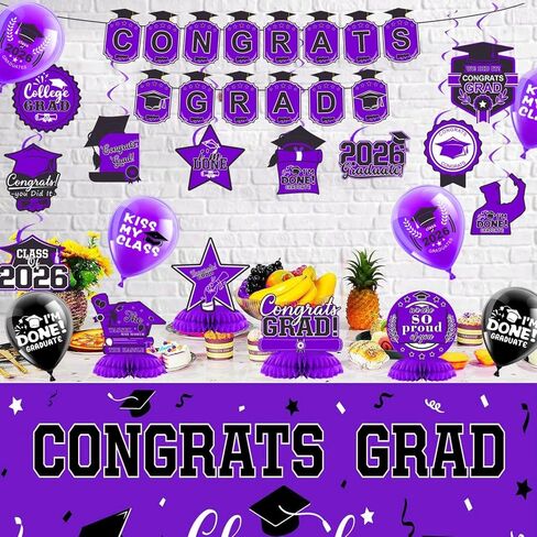 2025 مجموعة زخارف التخرج- فئة من 2025 ، زخارف الحفلات ، تهانينا لافتة ، خلفية ، درامات معلقة ، بالونات وعسل الأقطار العليا ، لوازم التخرج in Kuwait