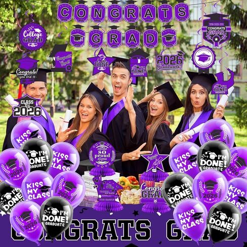 2025 مجموعة زخارف التخرج- فئة من 2025 ، زخارف الحفلات ، تهانينا لافتة ، خلفية ، درامات معلقة ، بالونات وعسل الأقطار العليا ، لوازم التخرج in Kuwait